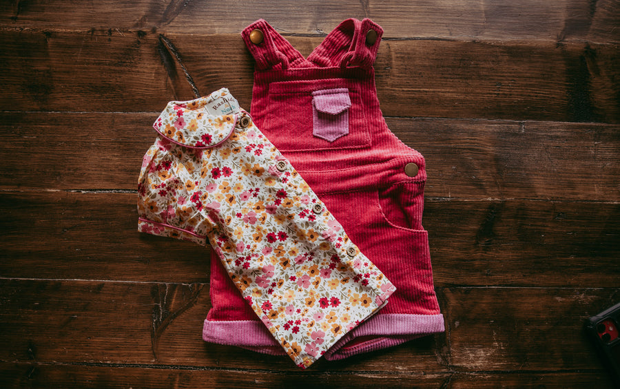 Noah Short Dungarees in Fuchsia